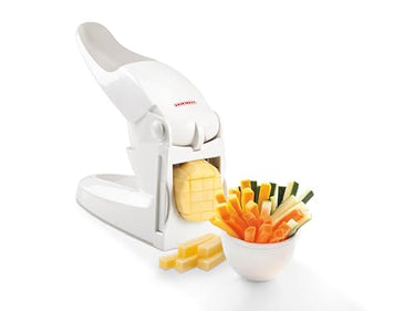 Leifheit Pommes-Frites-Schneider ComfortLine-Serie mit 2 Messereinsätzen, Pommesschneider für 10 oder 12 mm Sticks, rutschfester Gemüseschneider mit Softtouch-Griff, Weiß im Sale